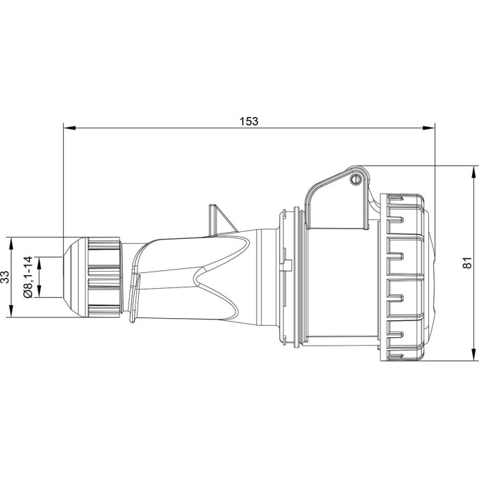 Розетка кабельна IDE MUNDIAL 2P+E 16 А 200–250 В IP66-67 - 02701