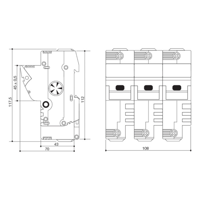 2303058 Тримач запобіжників 3P BCH 22x58 100A 690 V АC