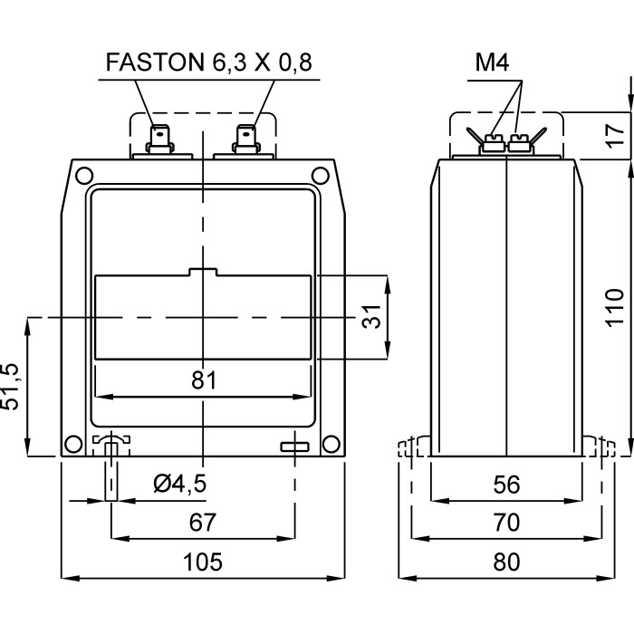 Трансформатор струму високоточний FRER TAT081 1500 А 81 × 31 1500/5 - TAT0811K5Y05