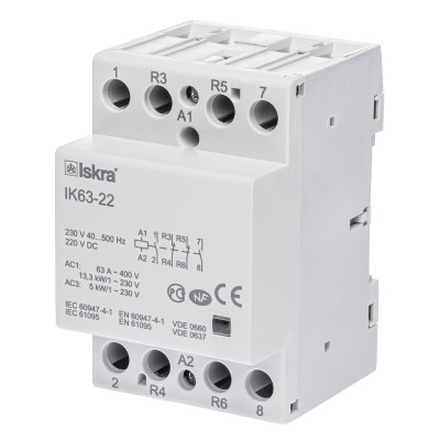 Модульний контактор ISKRA IKA 63A 230V AC/DC 2NO+2NC