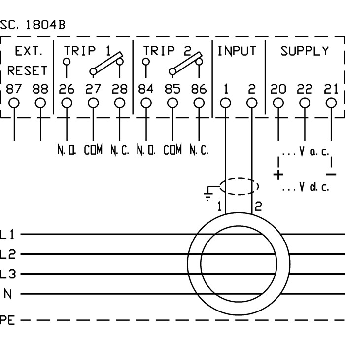 X52DSX025X20L Реле витоку 3 мод., живл.20÷60Vac/dc