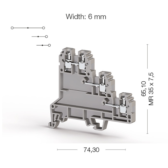 Клема Klemsan PUK Трирівнева 2.5 мм - 0.0.0.3.24409