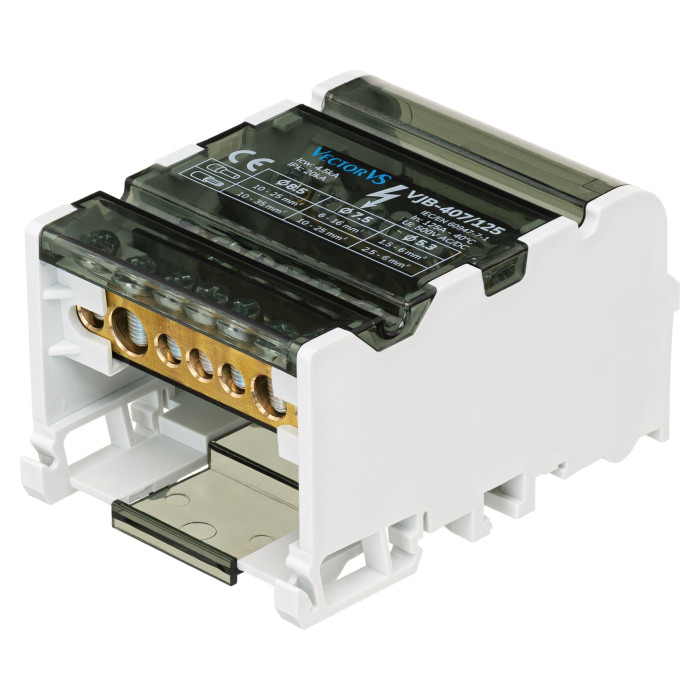Розподільчий блок Vector VS VJB-407/125 на DIN-рейку, 125A, 7 виходів