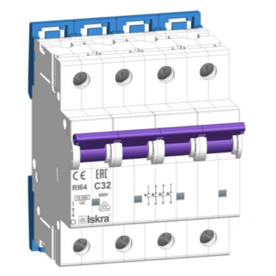 Модульний автоматичний вимикач ISKRA RI64 4P C32A 10кА