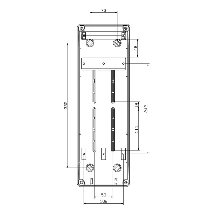 PCSN6PT/RR Настінний корпус для сил. розеток з отворами STAR 1х6 MOD 436x142x137мм, IP65, шини N+PE