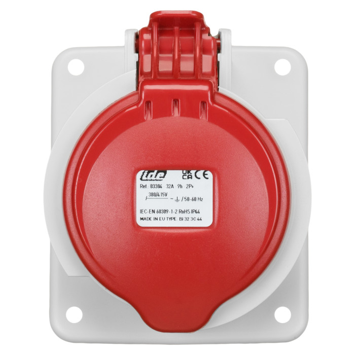 Розетка вбудована похила IDE MUNDIAL 2P+E 32A 380–415V IP44