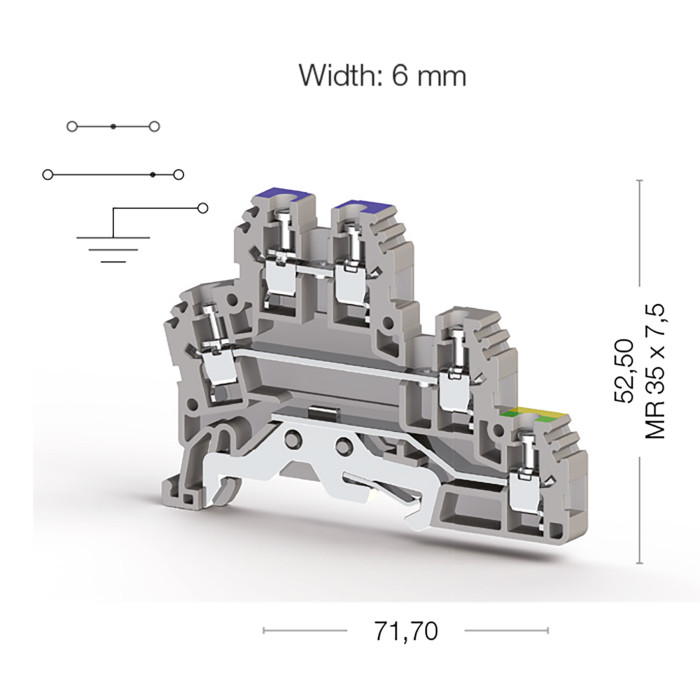 Клема Klemsan PUK Трирівнева 2.5 мм - 0.0.0.3.24209