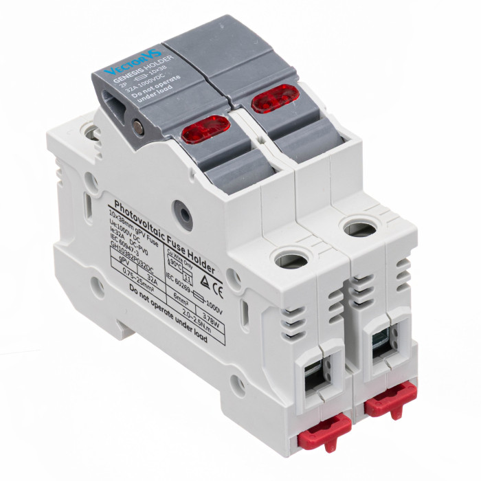 Тримач запобіжників з індикацією Vector VS GENESIS 2P 10x38 32A 1000V DC