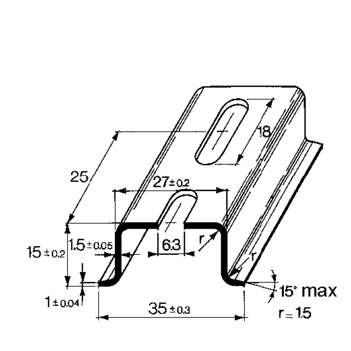 Монтажна DIN-рейка HDZ 35x15mm з перфорацією (2m) (Halvanic)