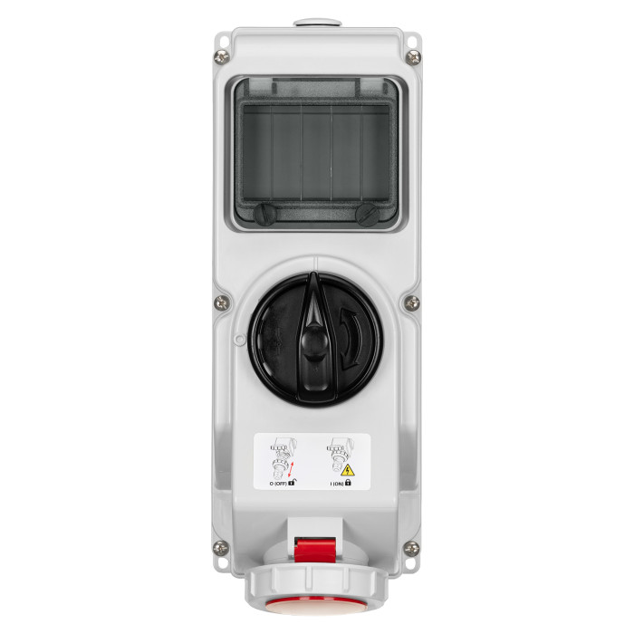 Розетка настінна з механічним блокуванням та DIN-модулем IDE MUNDIAL 3P+N+E 16A 200/346–240/415V IP67