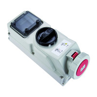 Розетка настінна з механічним блокуванням та DIN-модулем IDE MUNDIAL 3P+N+E 16 А 200/346–240/415 В IP67