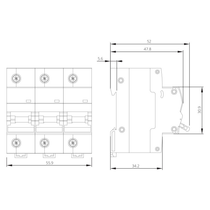Модульний автоматичний вимикач ISKRA RI103 3P B80A 10kA
