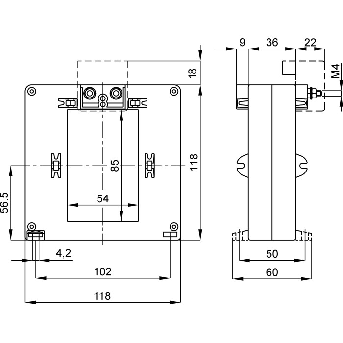 Трансформатор струму високоточний FRER TAT085 1200 А 85 × 54 1200/5 - TAT0851K2Y05V