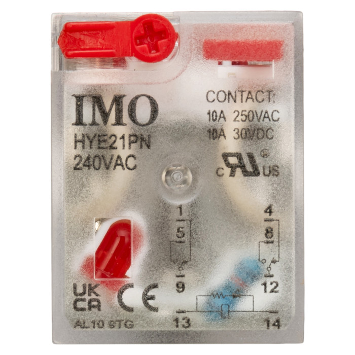 Проміжне реле 2P 10A 240V AC LED+Тест + Колодка зі скобою тип S