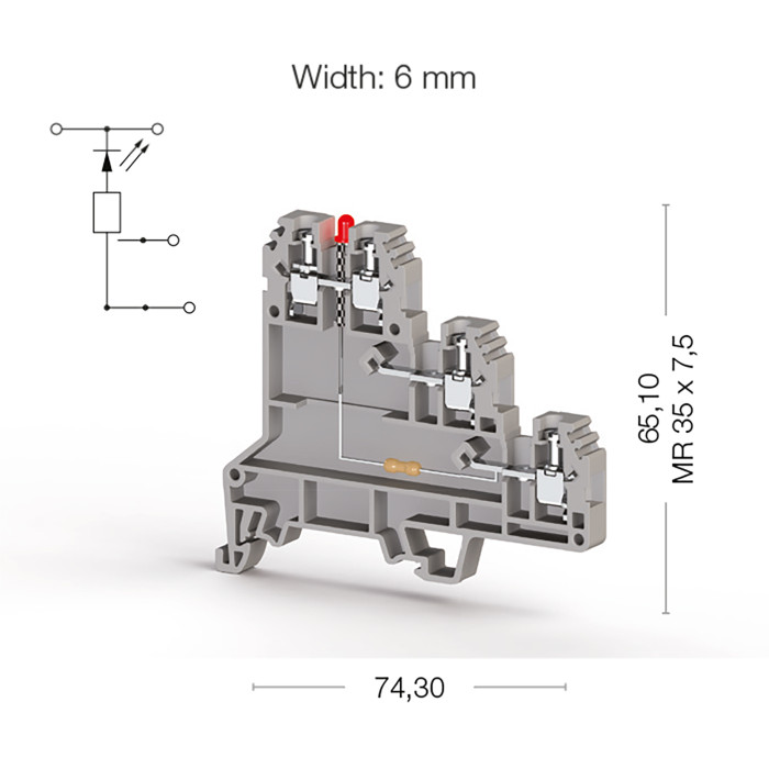 Клема Klemsan PUK Трирівнева 2.5 мм - 0.0.0.3.24419