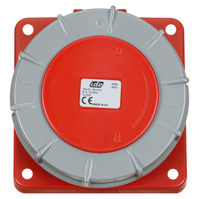 Розетка вбудована похила IDE MUNDIAL 3P+E 125A 380–415V IP66-67