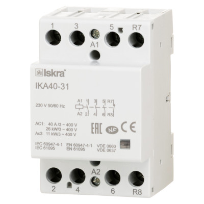 Модульний контактор ISKRA IKA 40A 230В AC 3NO+1NC