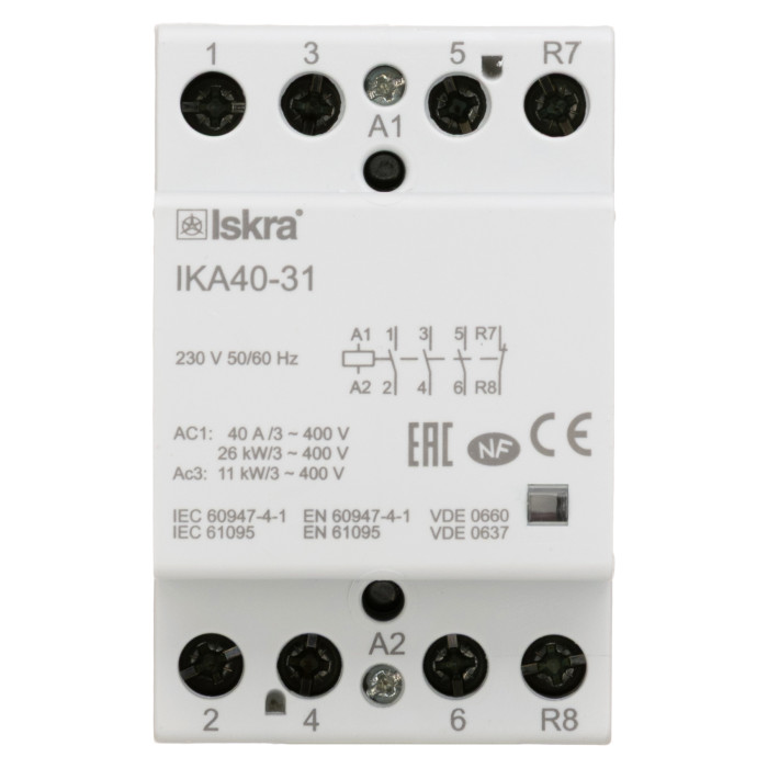 Модульний контактор ISKRA IKA 40A 230В AC 3NO+1NC - 030045597000