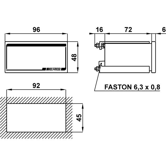 Амперметр цифровий FRER D98 96×48 80-260 AC/DC 4-20mA