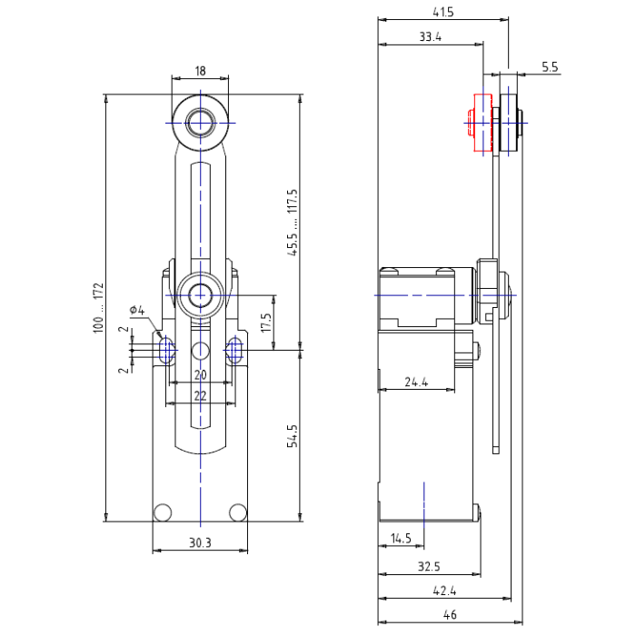 Кінцевий вимикач COMEPI з металевим роликом ø18 IP66 1NO + 2NC - AM1F53Z11