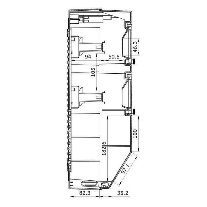 1724GM/RR Настінний корпус для сил. розеток PRYMA 2х13(36) MOD, 504x297x177мм IP67 з шинами N+PE