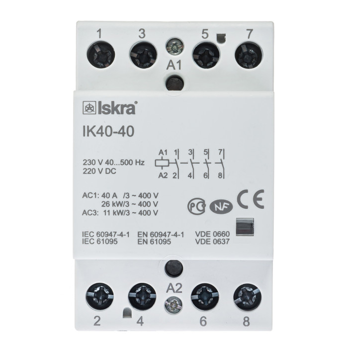 Модульний контактор ISKRA IKA 40A 230V AC/DC 4NO