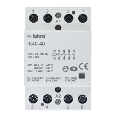 Модульний контактор ISKRA IKA 40A 230В AC/DC 4NO