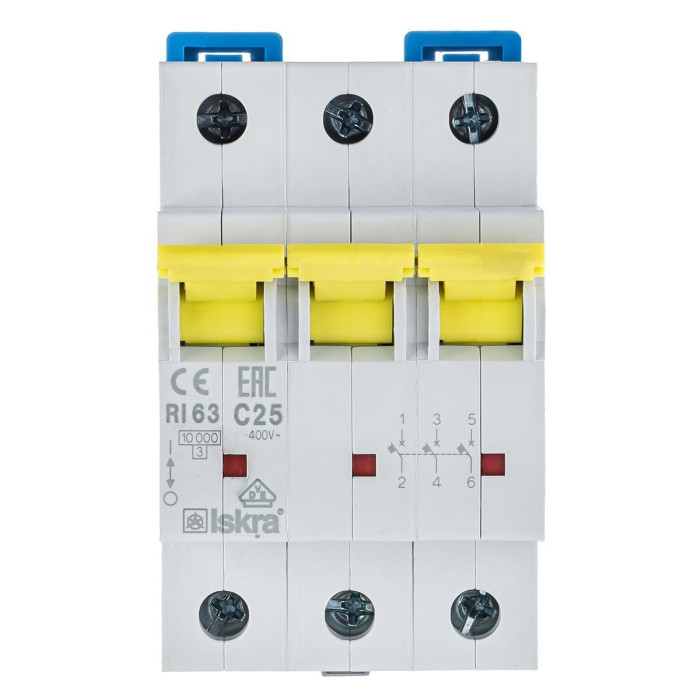 Модульний автоматичний вимикач ISKRA RI63 3P C25A 10кА - 786100106000