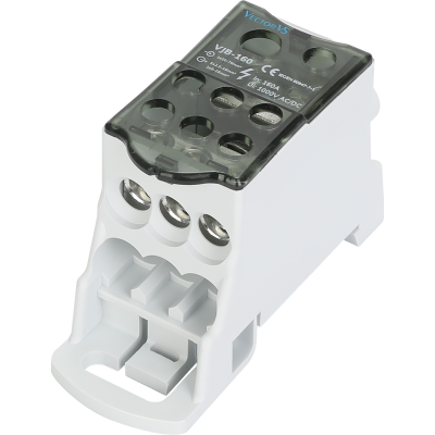 Розподільчий блок VJB-160 на DIN-рейку, 160А, вх.1х10-70мм², вих.6х2.5-16, 1х6-16мм²