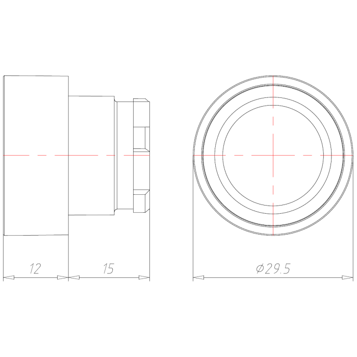 ECX 1102 Кнопка прихована без фіксації, зелена, металевий корпус 30 мм