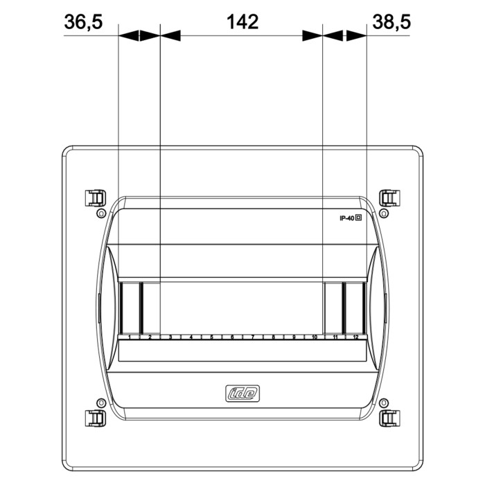 GPE12PT/PH/RR Корпус розподільчий GOLD, 1x12 модулів, прозорі двері, IP40