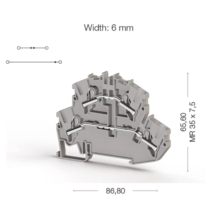Клема Klemsan PYK Дворівнева 4 мм - 0.0.0.3.07279