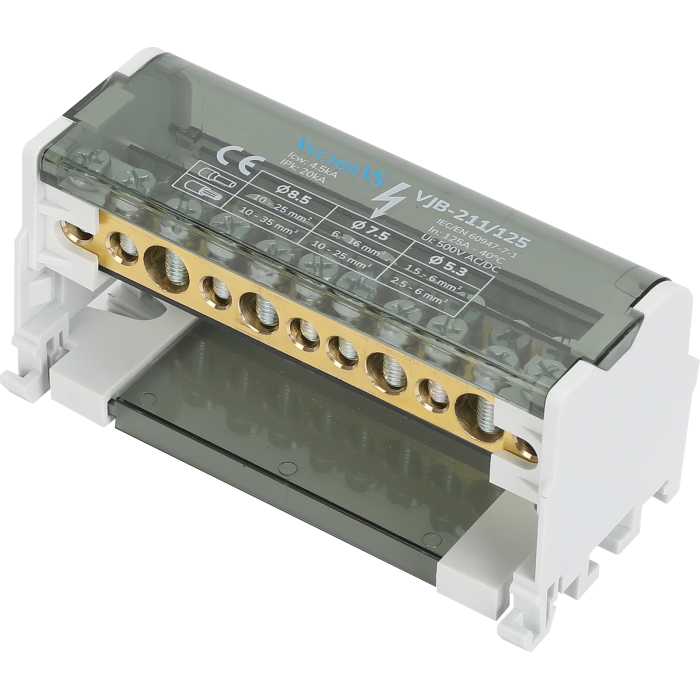 Розподільчий блок VJB-211/125 на DIN-рейку, 125A, 11 виходів