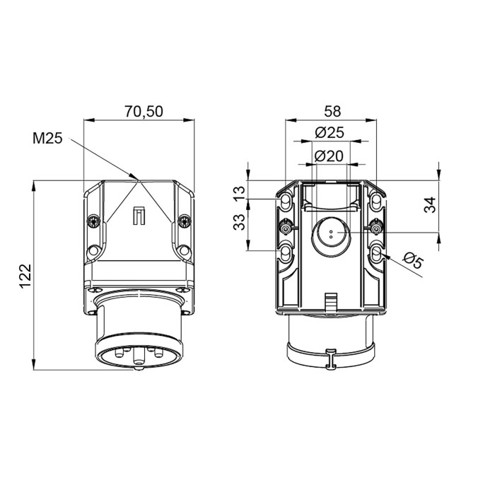 Настінна вилка IDE MUNDIAL 3P+E 16 А 380–415 В IP44 - 03122