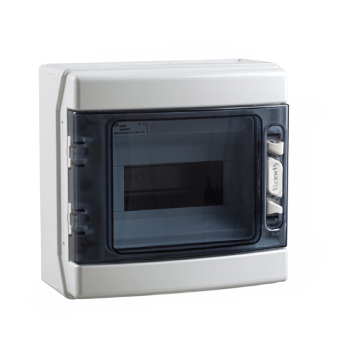 Щит навісний ROCA 1x8 (8 мод.), IP65, проз. двері, з N і PE шинами