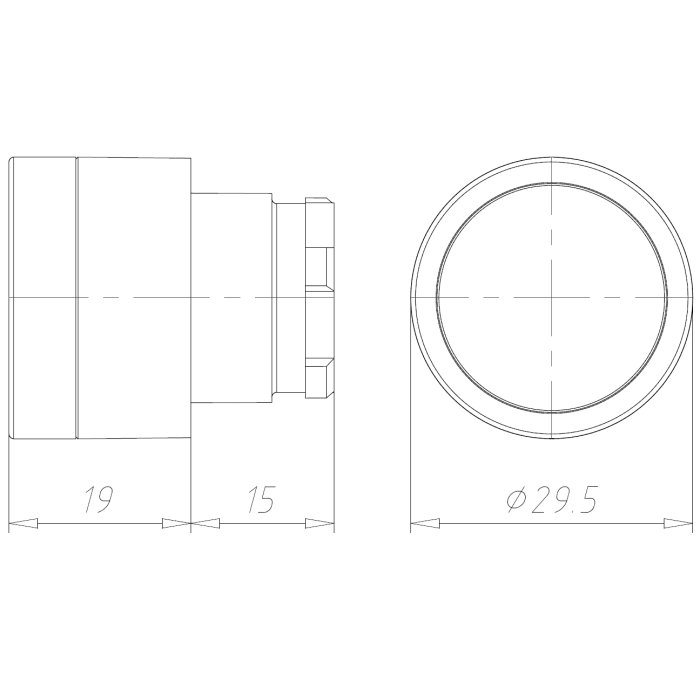 ECX 1201 Кнопка червона з підсвічуванням