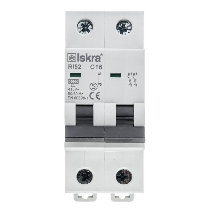 Модульний автоматичний вимикач ISKRA RI52 2P C16A 6кА - 786091120000