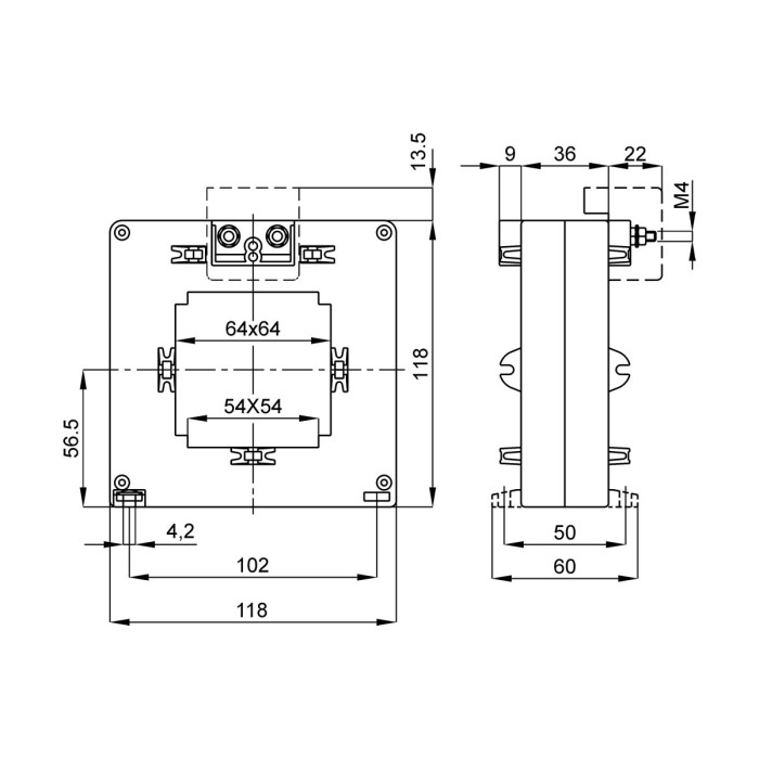 Трансформатор струму вимірювальний FRER TAT064 2500 А 64 × 54 2500/1 - TAT0642K5X01