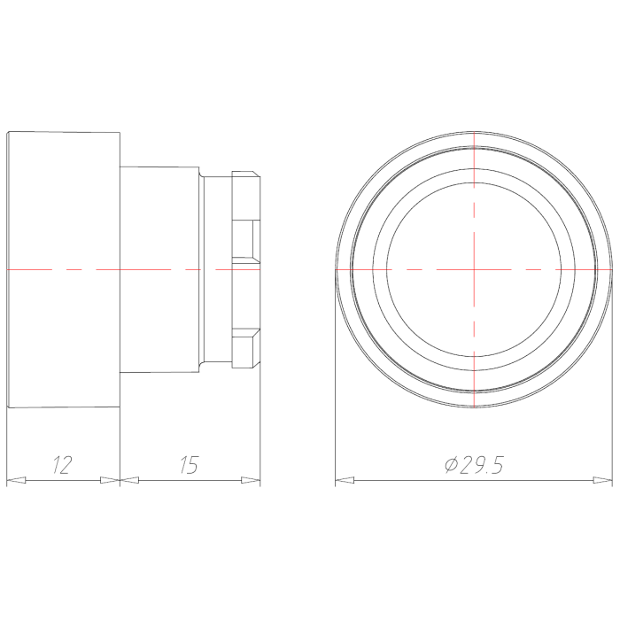 Кнопка прихована без фіксації, червона, металевий корпус 30 мм COMEPI - ECX 1101