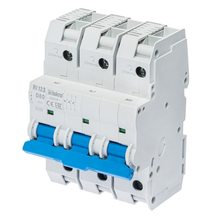 Модульний автоматичний вимикач ISKRA RI124 4P D80A 10кА - 786100543000