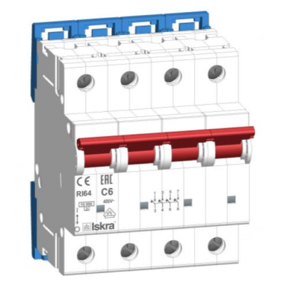 Модульний автоматичний вимикач ISKRA RI64 4P C6A 10кА