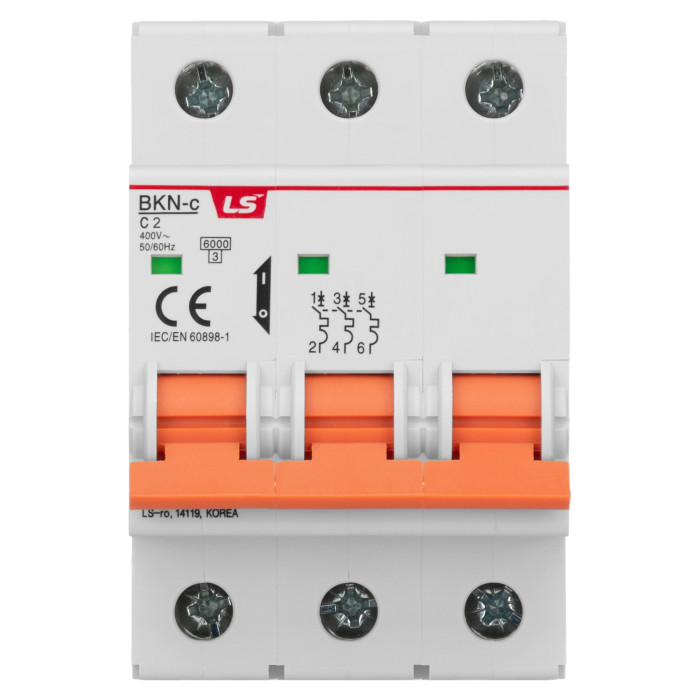 Модульний автоматичний вимикач LS ELECTRIC BKN 3P C2A 6kA