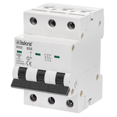 Модульний автоматичний вимикач ISKRA RI53 3P B25A 6кА