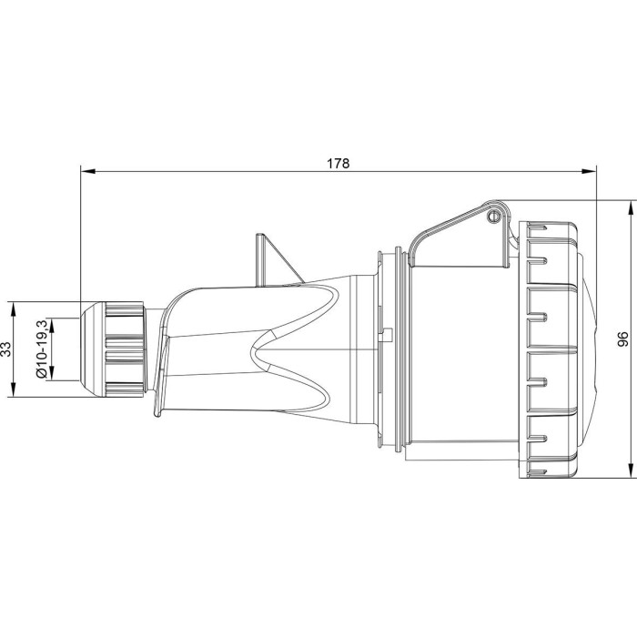 Розетка кабельна IDE MUNDIAL 3P+E 32 А 380–415 В IP66-67 - 03705