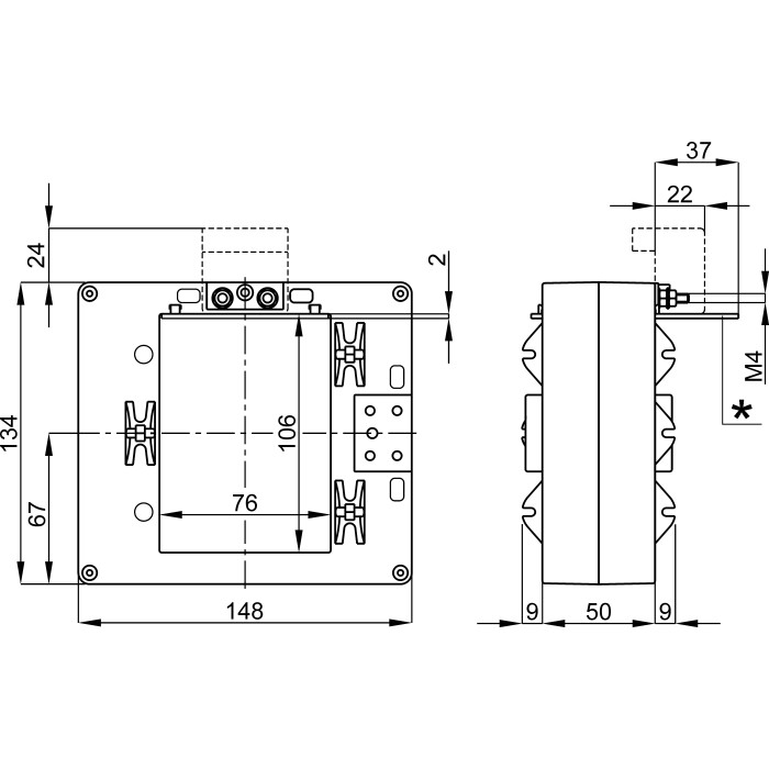 TAT1064K0X05V Tрансформатор струму з вертикальним вікном 106x76 4000/5A (0,5=20VA)