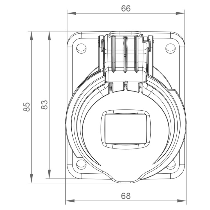 Розетка вбудована похила IDE MUNDIAL 3P+E 16A 380–415V IP44