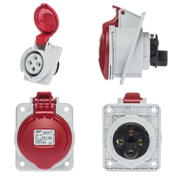 Розетка вбудована похила IDE MUNDIAL 3P+E 16A 380–415V IP44