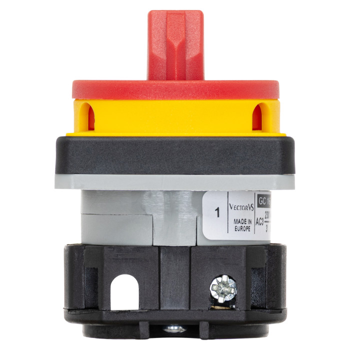 Кулачковий перемикач GC 16A 1P схема 90 (0-1) жовто-червоний