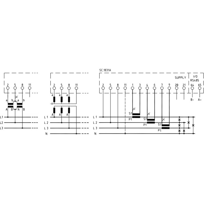 Аналізатор мережі модульний FRER NaNo 1-5 A RS485 400 В - Q52P3H005MCQ2