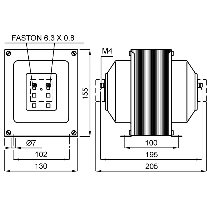 TTV100690VCO Трансформатор напруги 50VA клас 0,5, 690:√3/100:√3В